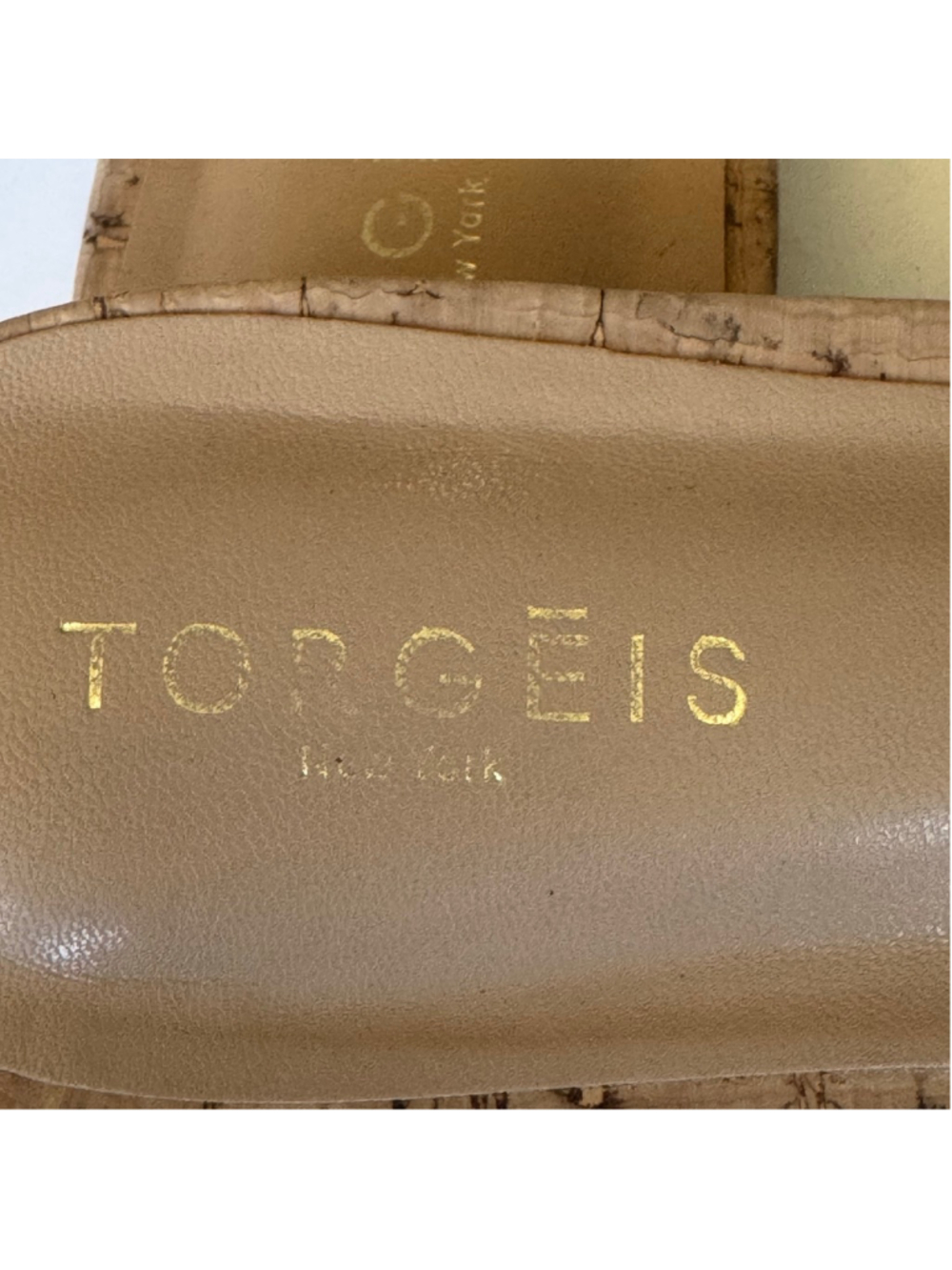 Torgeis New York Woven Slide Sandals Women’s Size 9 Bronze Gold Cork Footbed Sum - Picture 4 of 7